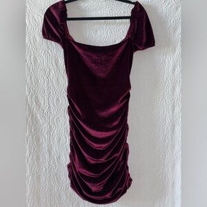 Lucy in the Sky Velvet Glitter Ruched Short Cap Sleeve Mini Dress